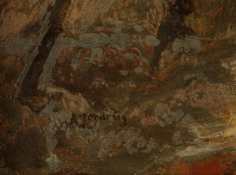 August Jernberg, oil on paper/panel, signed.