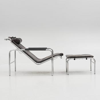 Gabriele Mucchi, lounge chair and footstool, Zanotta, Italy, 1980s. Designed in 1935.