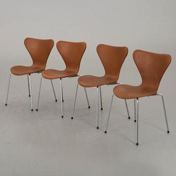 ARNE JACOBSEN, a set of four Series 7 chairs, Denmark later part of the 20th century.