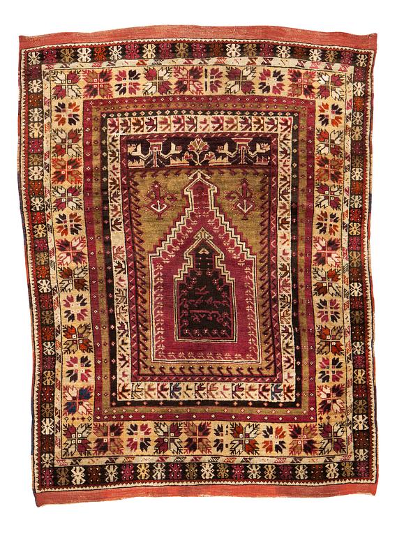 Matta, antik Avanos, ca 180 x 136 cm (samt 5 resp. 6 cm slätväv på vardera kortsida).