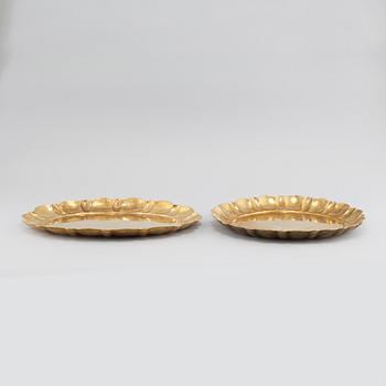 LARS HOLMSTRÖM, two brass trays,
"Firma Lars Holmström Arvika".