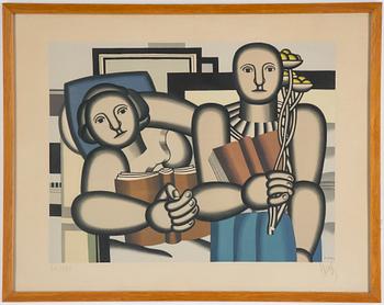 FERNAND LÉGER, (efter), färglitografi, signerad och numrerad 34/350, utgiven av Galerie Louis Carré, Paris, 1953.