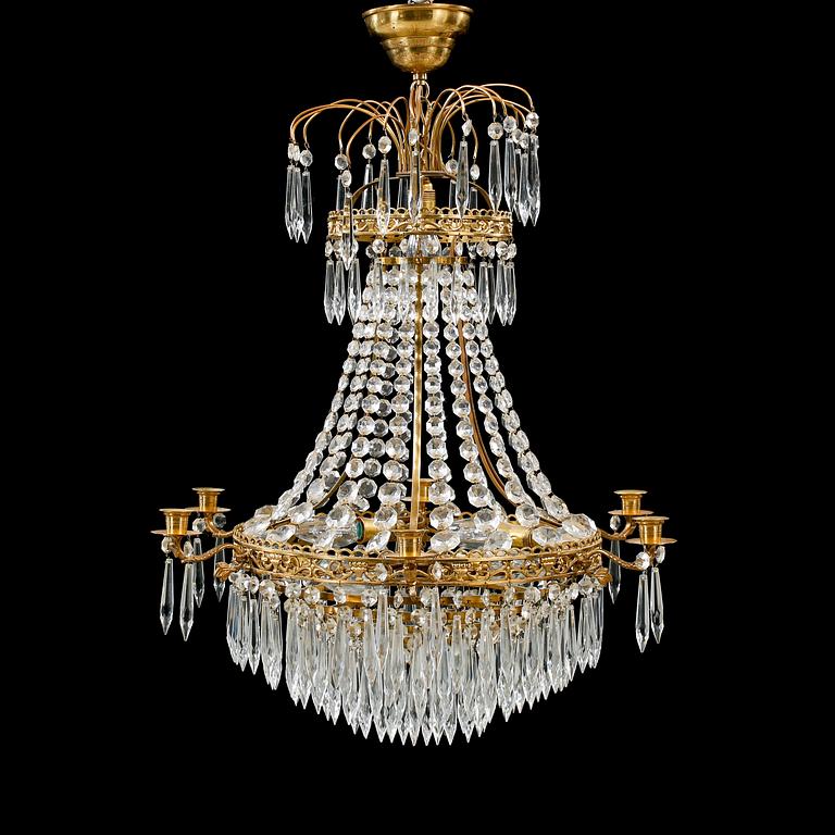 LJUSKRONA, empire-stil, 1900-talets första hälft/mitt. Höjd ca 65 cm exkl kopp.