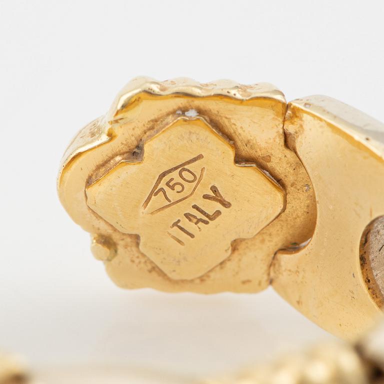 Ring and earrings, a pair, 18K gold, Italy.