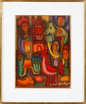 LOUIS MARCHAND DES RAUX, pastell, signerad.