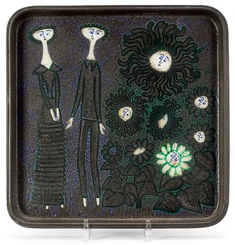 A Birger Kaipiainen stoneware tray, Arabia, Finland.