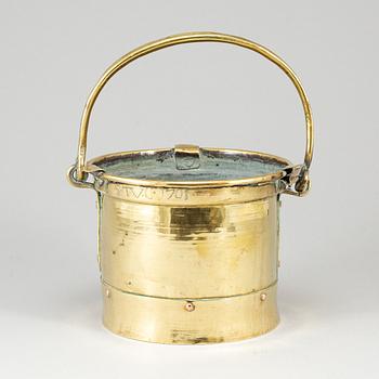 An 18th century brass brazier.