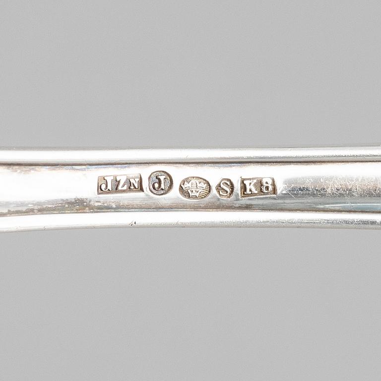 Bestickservis, 95 delar, silver, "Goethe", svensk importstämpel J Zackrisson, Jönköping, bl a 1934.