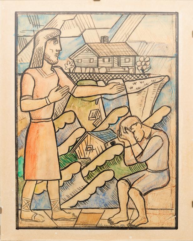 Einar Forseth, Sketch for glass painting.