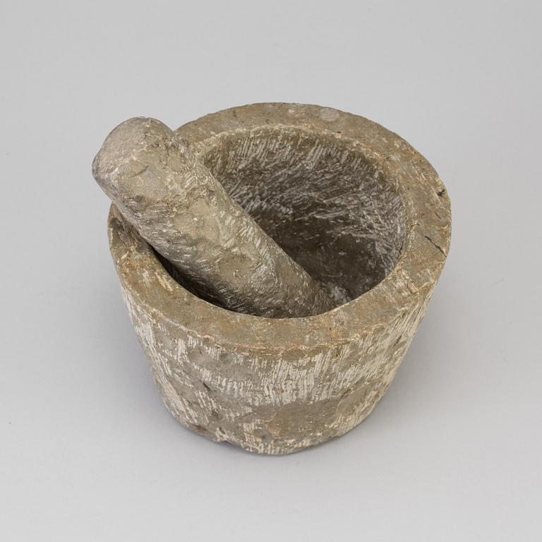 A LIMESTONE MORTAR, 18th century.