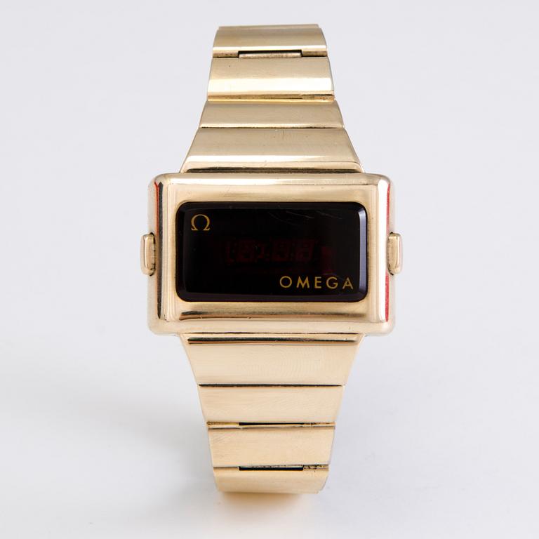 OMEGA, Time computer TC2, digital LED, 1970-luku, kullattu.