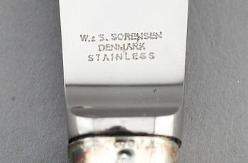 BESTICK, 21 delar, silver, Danmark, 1900-talets mitt. Vikt med stålblad ca 790 g.