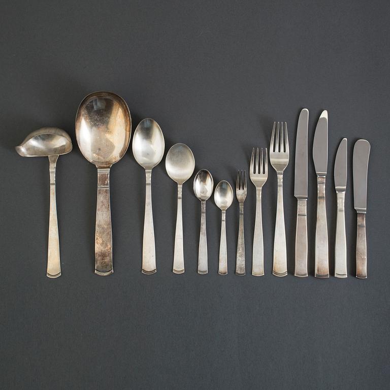 79 pieces silver cutlery from Jacob Ängman, "Rosenholm", late 20th century.