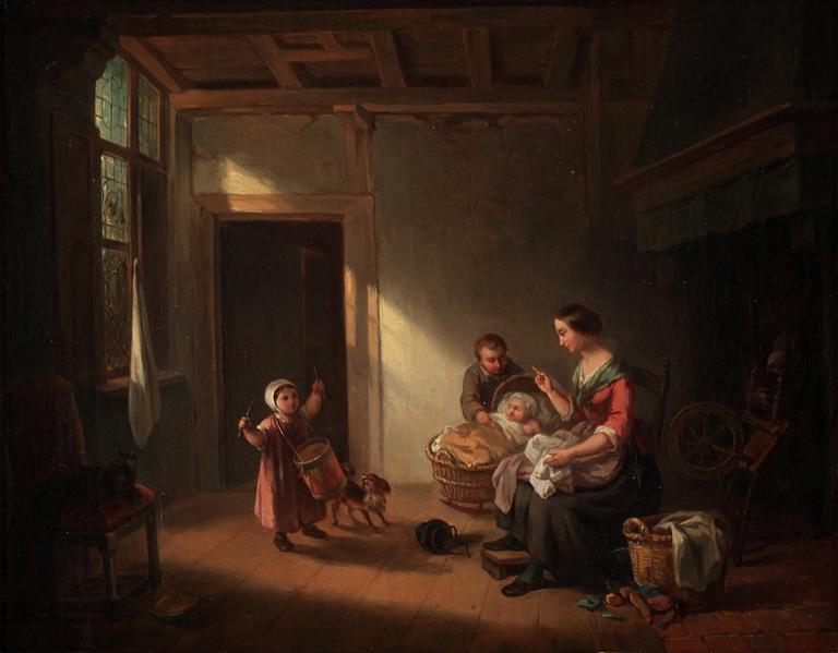 OKÄND KONSTNÄR, olja på duk, otydligt signerad, 1800-tal.