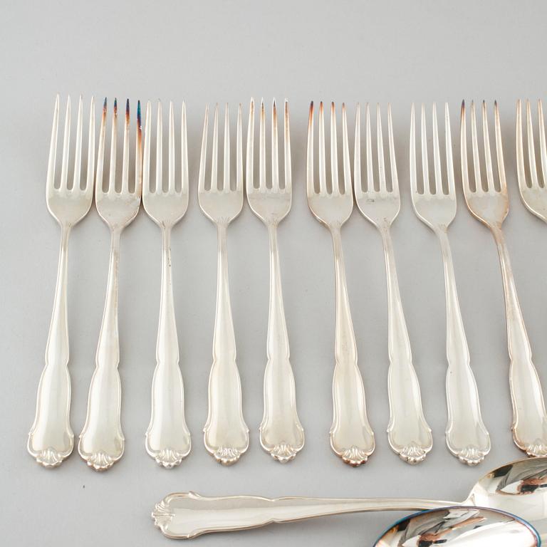 72 silver cutlery by C.G Hallberg, Stockholm, 20th century.