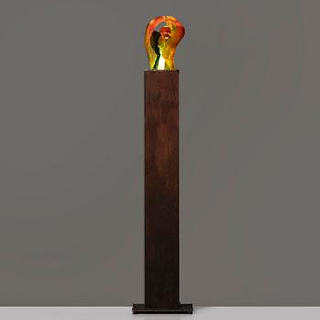 Kjell Engman, a unique sandblasted glass sculpture, Kosta Boda, Signed.