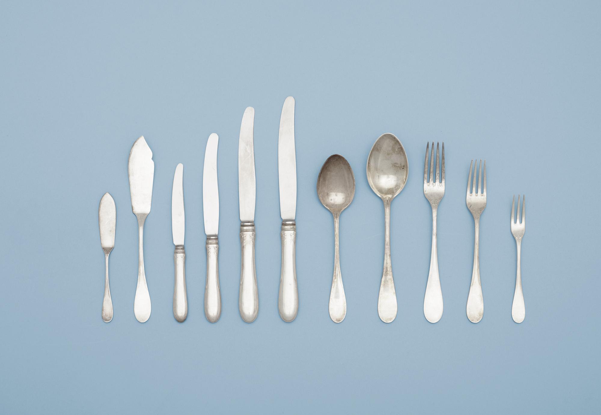 A set of 136 pcs of W.A Bolin 'Model I' flatware, Stockholm ca 1947-49.