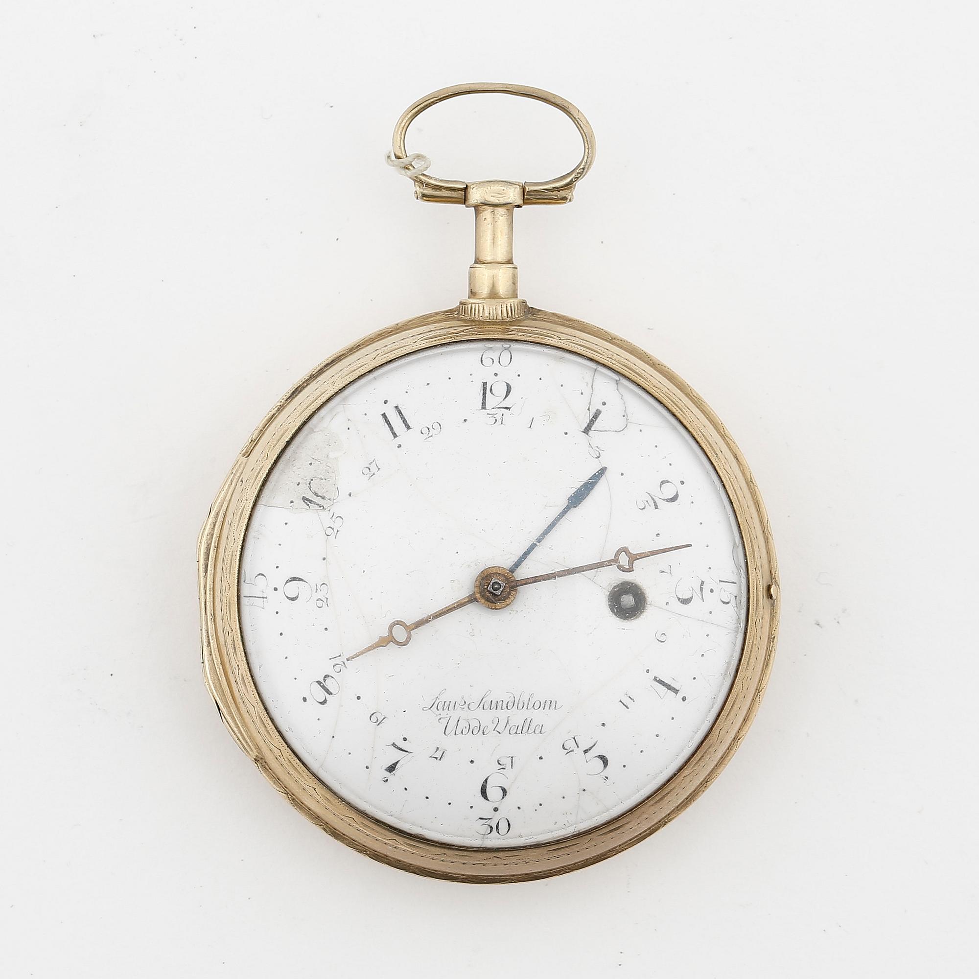 HERRFICKUR, förgyllt silver, Lars Sandblom, Uddevalla sannolikt 1790. Vikt ca 134 gram.