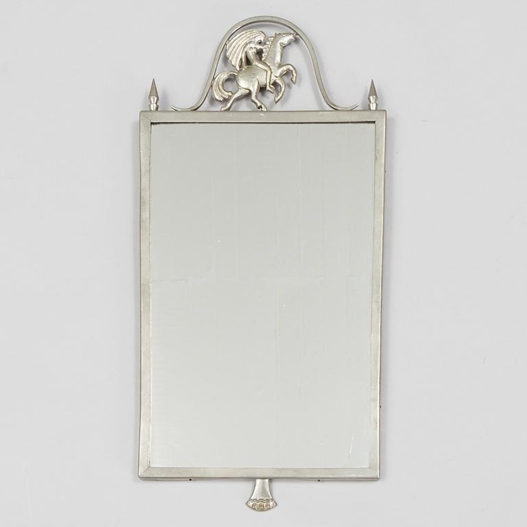 An Art Déco pewter mirror, 1930's.