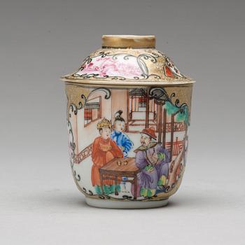 A famille rose cup with stand and cover, Qing dynasty, Qianlong (1736-95).