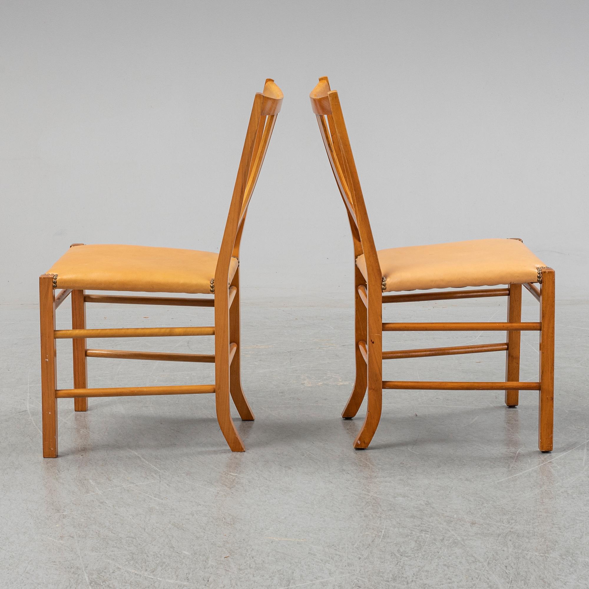 JOSEF FRANK, two dining chairs, model 2027, Svenskt Tenn, Sweden.