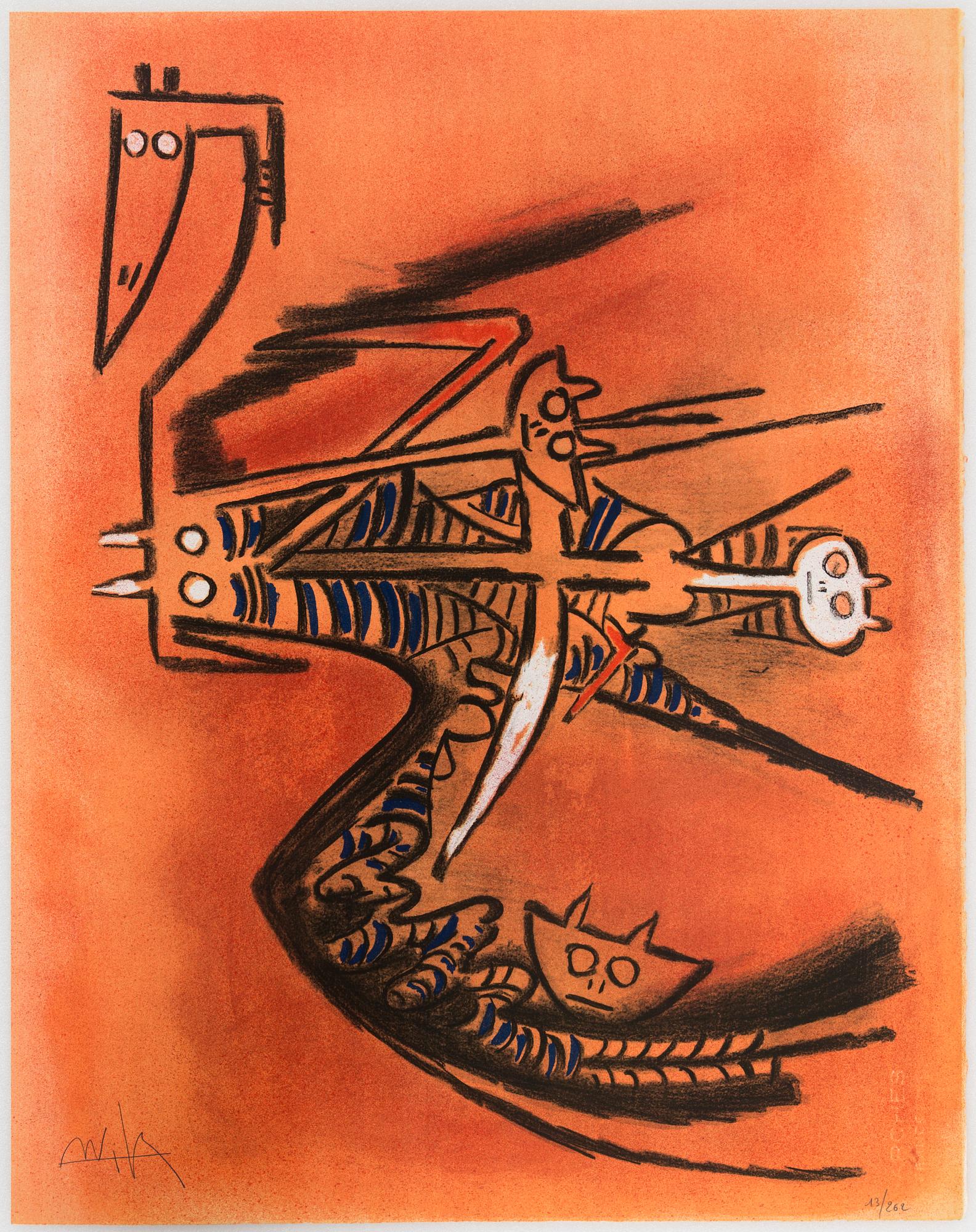 WIFREDO LAM, mapp, 10 st färglitografier, "Pleni Luna", samtliga blad signerade och numrerade 13/262.