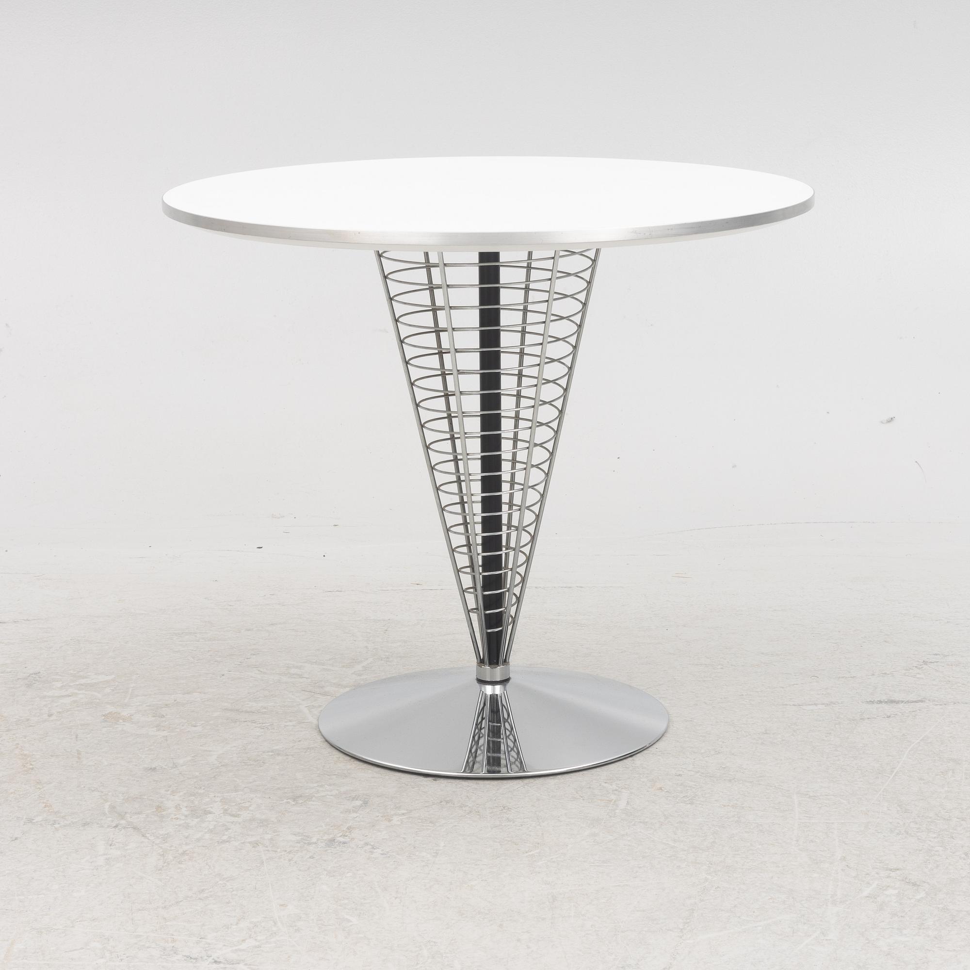 Verner Panton, a "Wire Cone" table, Fritz Hansen, Denmark, 1989.