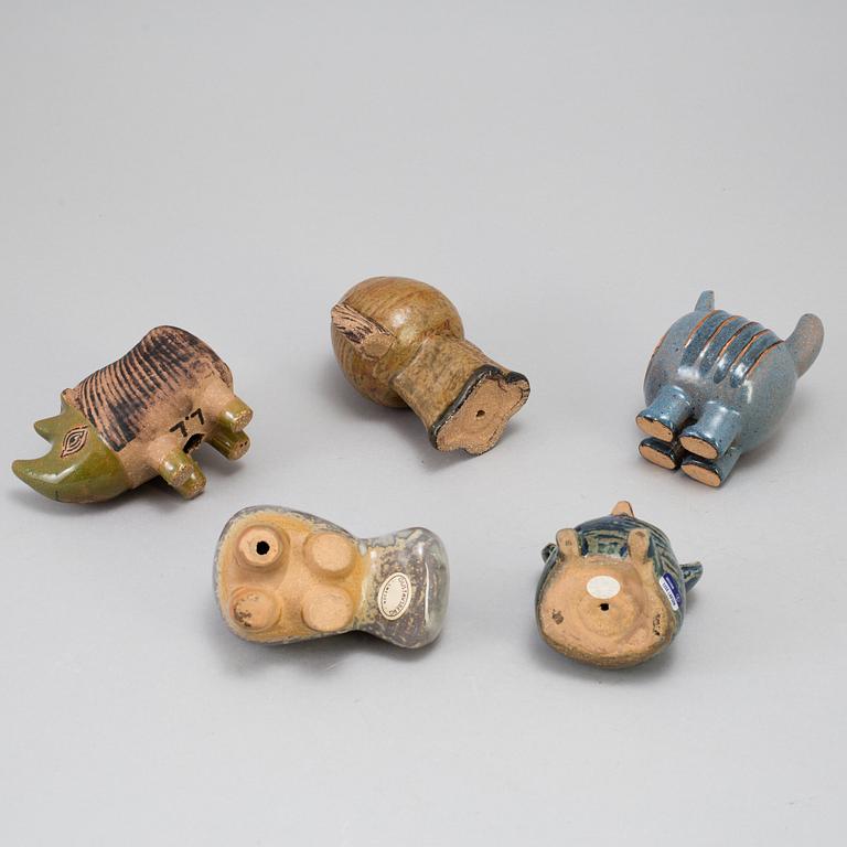 5 stoneware figurines by Lisa Larson for Gustavsberg.