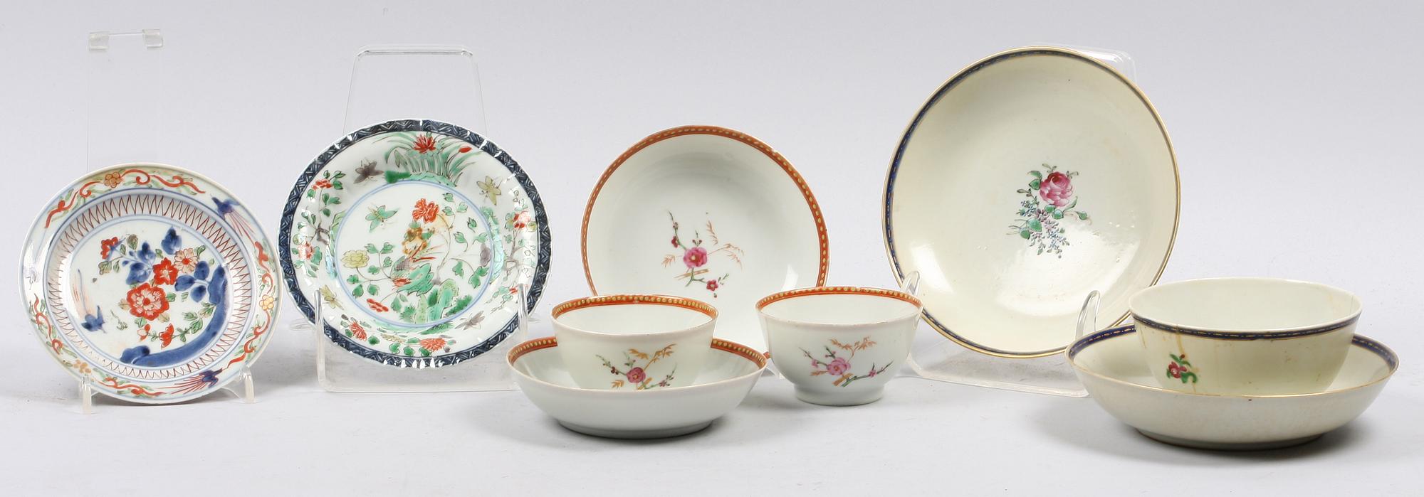 PARTI PORSLIN, 9 delar. Bla Kina 1700-tal.