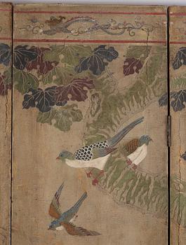 A four panel lacquer screen, Qing dynasty.