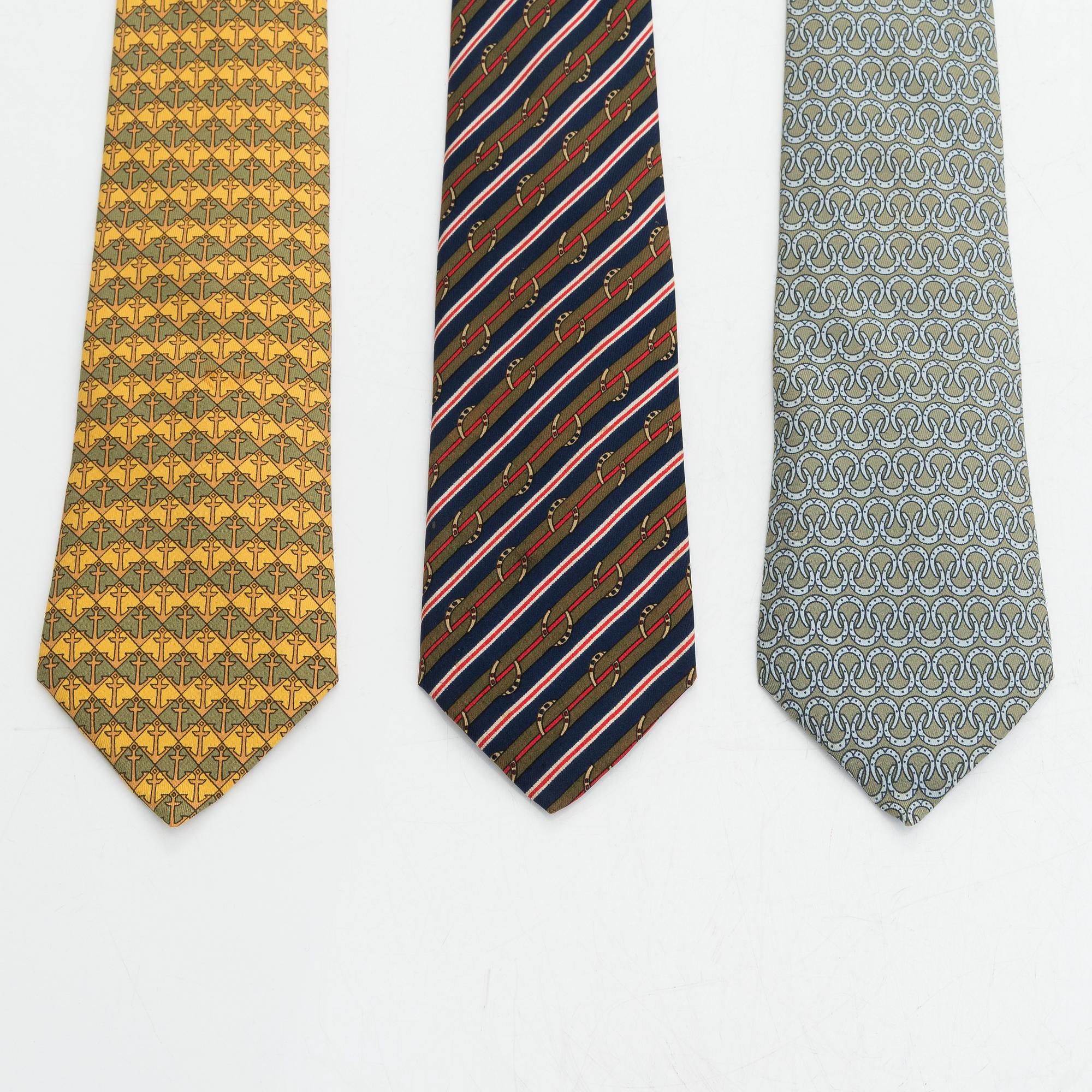 Hermès, three silk ties.