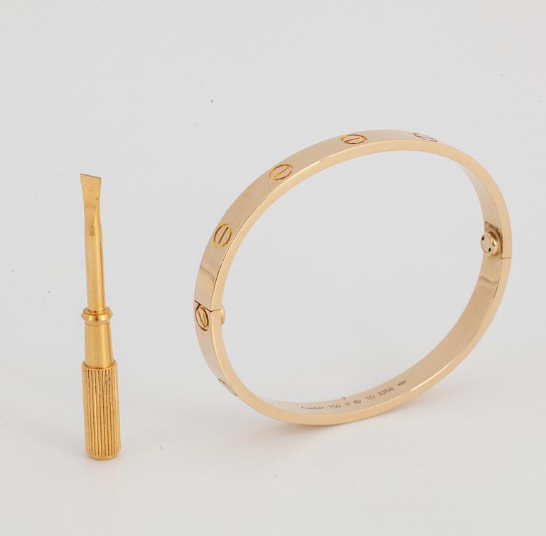 CARTIER, Armband, "Love", 18K guld, storlek 17.