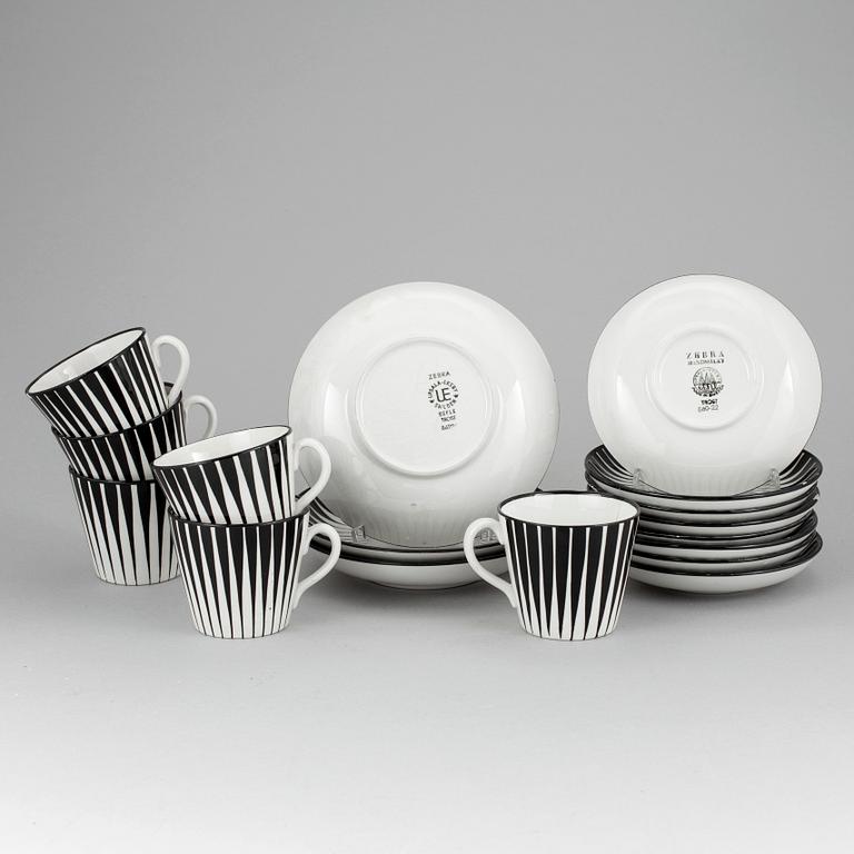 6 coffee cups with saucers by Eugen Trost for Gefle porcelain factory, called "Zebra".