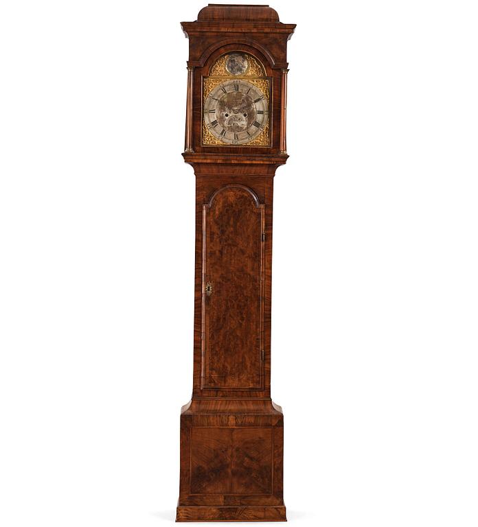 An English 18th century eight-bells longcase clock, dial face marked Collins Wattisfield.