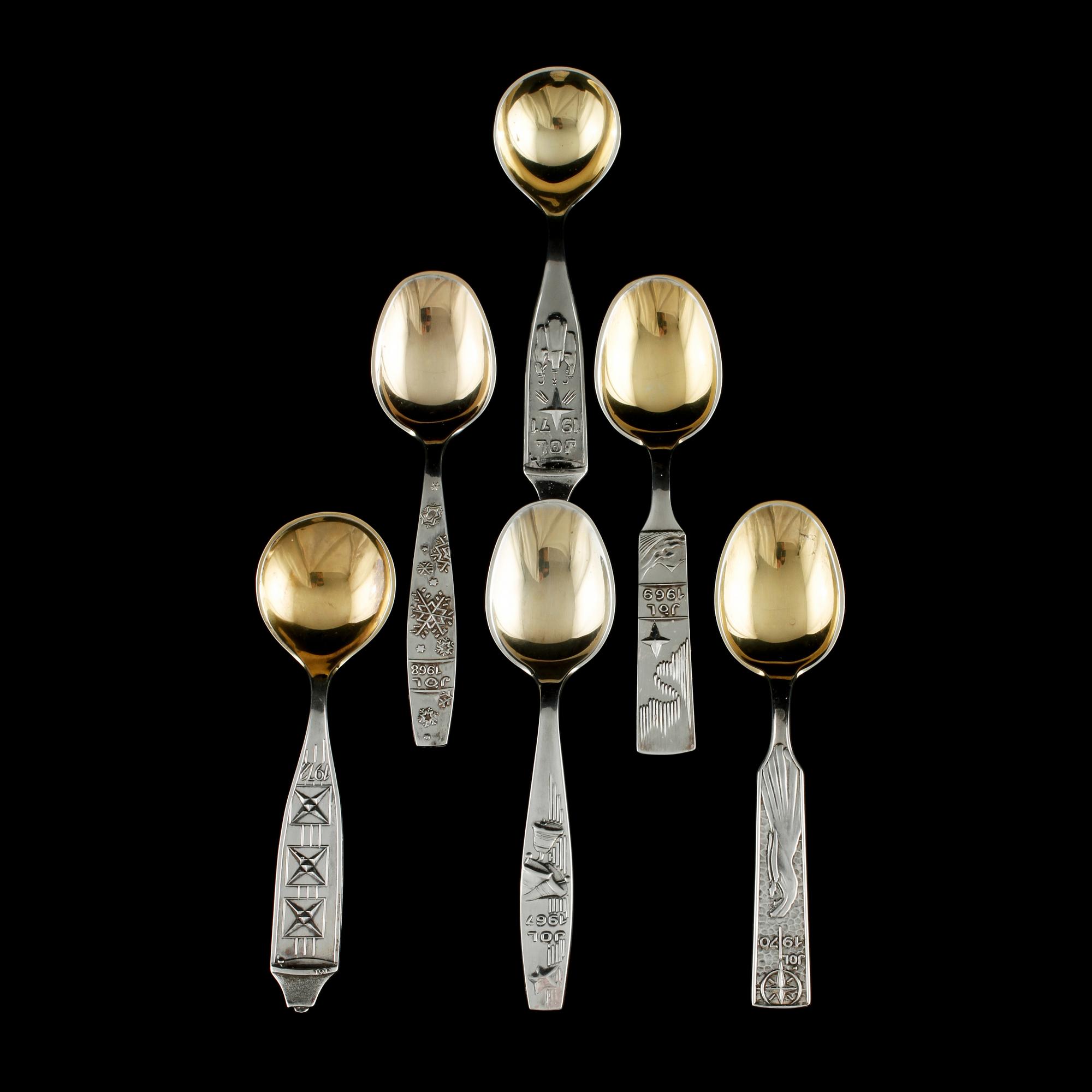 JULSKEDAR, 6 st, silver, Island, 1967-1972. Vikt 190 g.