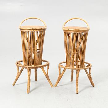 Bar stools, a pair, Colonial style, 20th century.