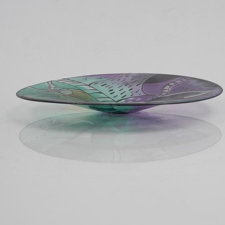 Bertil Vallien, a unique glass dish, Kosta Boda.