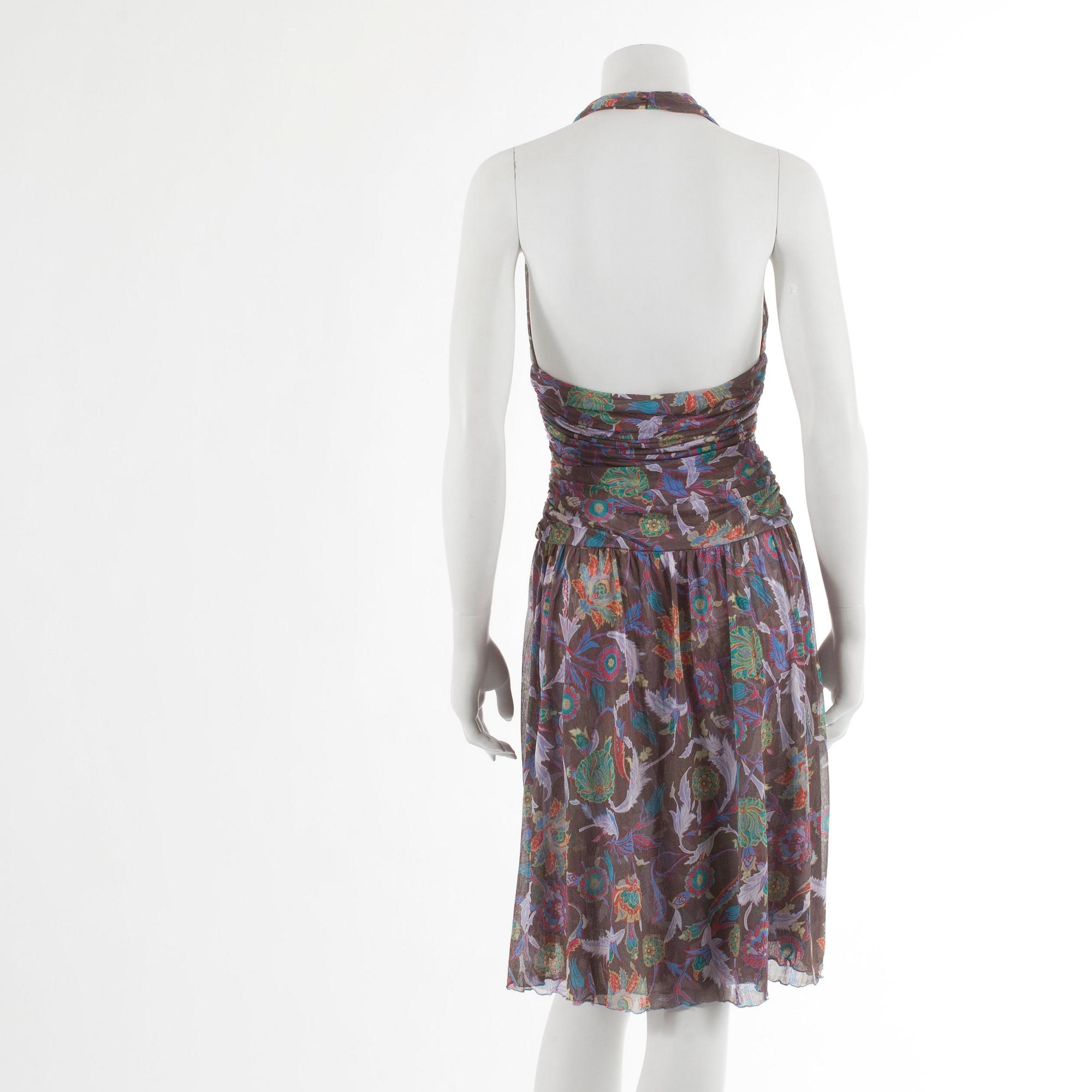 DIANE VON FURSTENBERG, patterned halterneck dress with top (size L), US size 10.