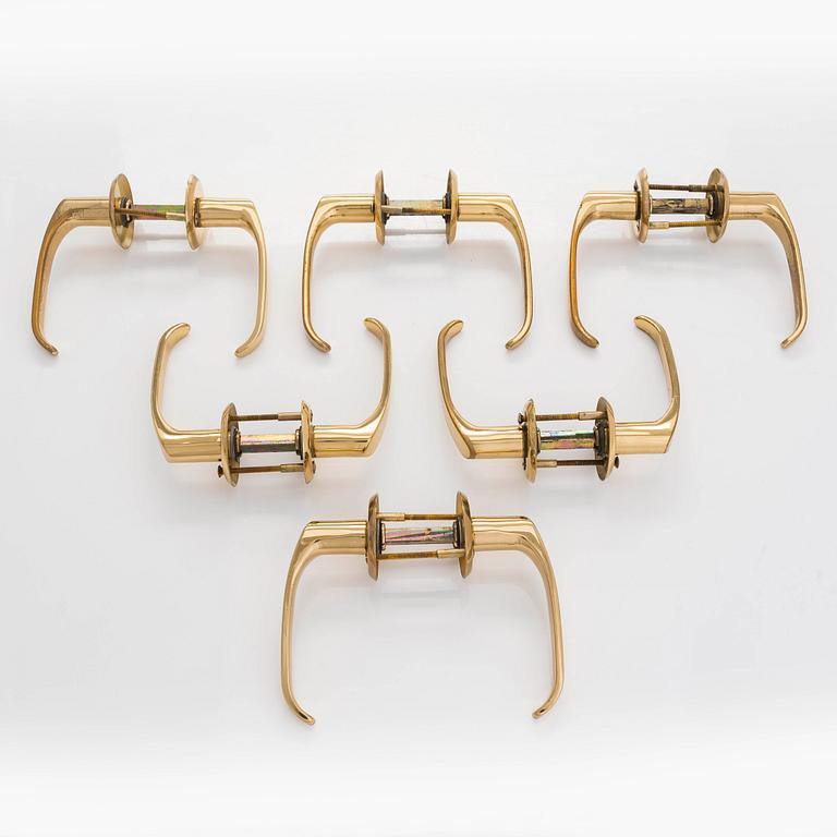 A set of six 1960s-70s door handles.