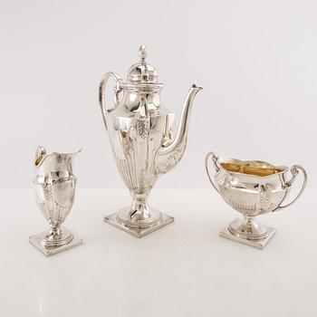 Coffee service 3 dlr Louis XVI style first half of the 20th century silver plate.