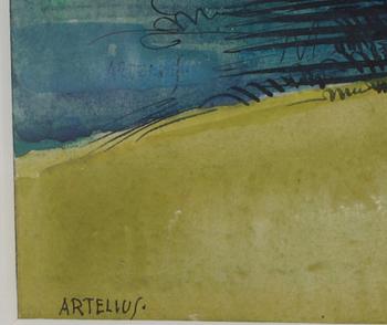 HELGE ARTELIUS, gouache, signerad.