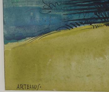 HELGE ARTELIUS, gouache, signerad.