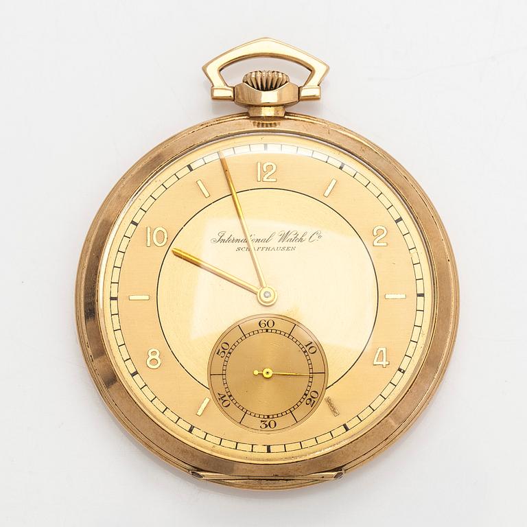 International Watch Co. (IWC), pocket watch, 50 mm, 14K gold, lever escapement.