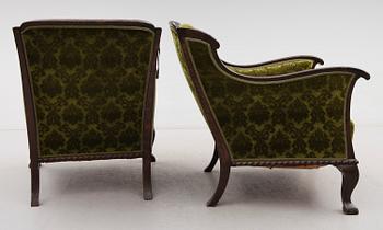 FÅTÖLJER, 1 par, 1900-talets första hälft.