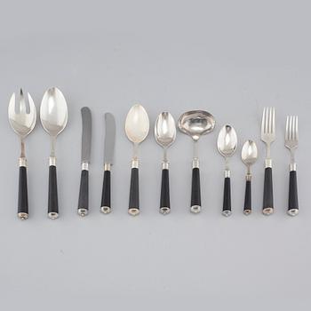 99 pieces of silvered metal cutlery, "Creation Peter", second half of the 20th century.