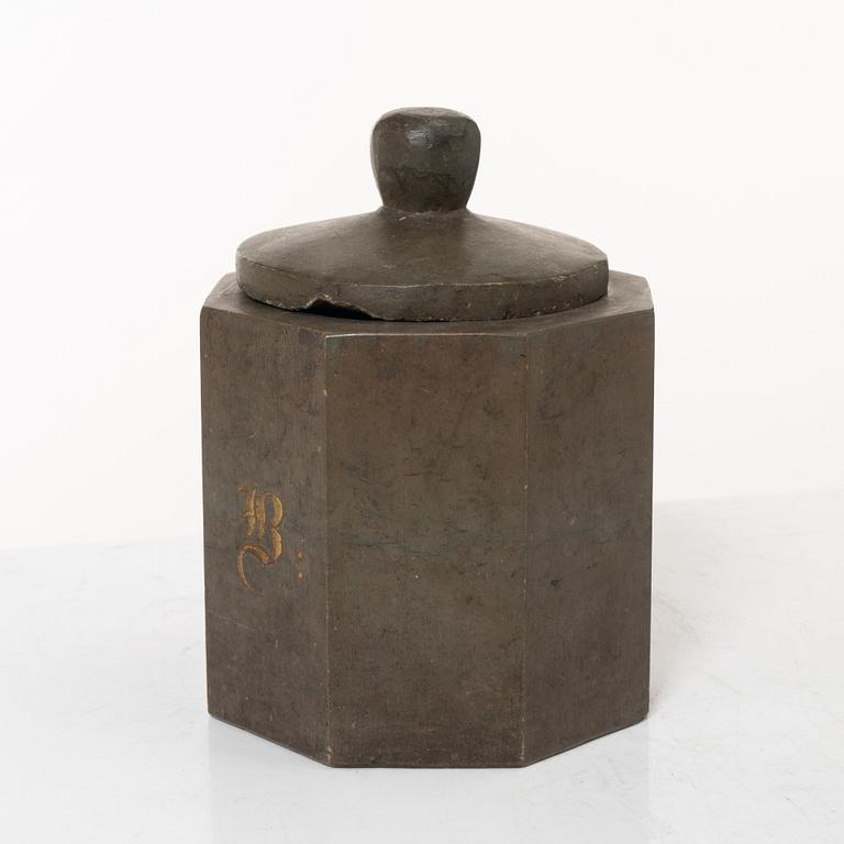 A Swedish limestone tobacco jar, mid 19th century.