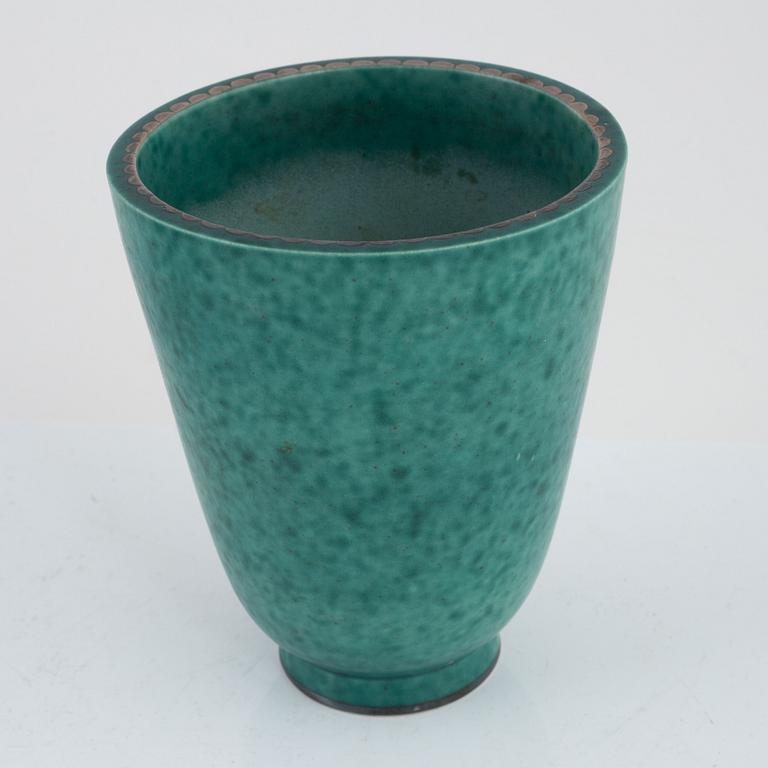 Wilhelm Kåge, vaser, 2 st samt skål, "Argenta", Gustavsberg, 1933, 1935 samt efter 1959.