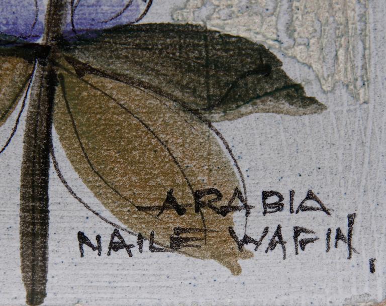 VÄGGPLAKETT, porslin, Naile Wafin, Arabia, sign.