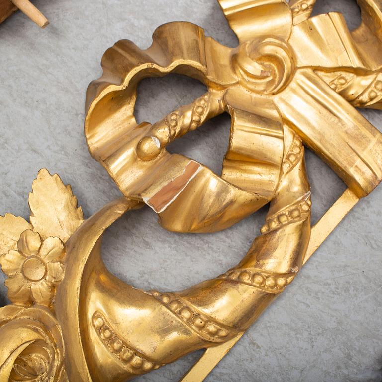 DEKORDELAR, 5 delar, trä, Sverige, 1700-tal och 1800-tal.