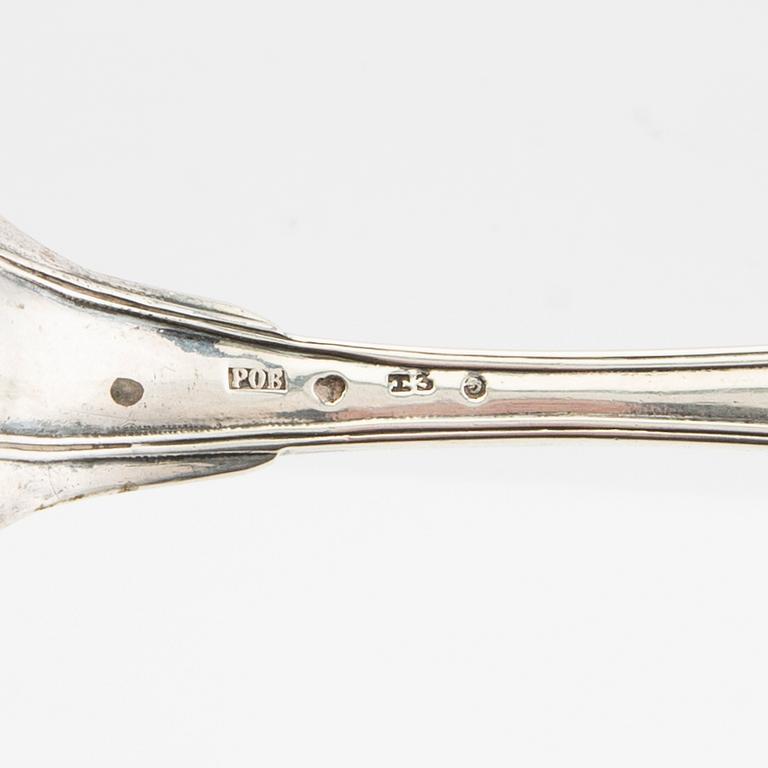 Spoons 14 pcs silver including Pehr Zethelius 1775, "Swedish double-threaded" and French model, 1775-1940.